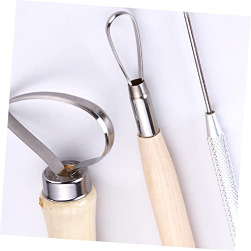 NUOBESTY 8pcs Wooden Pottery Tool Set for Sculpting Carving and Modeling Durable Clay Tools for Beginners and Experts for Pottery Air Drying Clay and Polymer