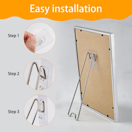6 Pcs 3 Sizes Adjustable Stainless Steel Picture Frame Easel Backs,Self Adhesive Photo Frame Stands for Frames,Picture Frame Backing Board for 6-18 Inch,Fits Photos Paintings Display(Silver) - size: 6PCS Silver 3 Sizes