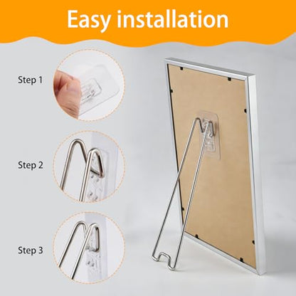 6 Pcs Adjustable Metal Picture Frame Easel Backs,Self Adhesive Photo Frame Stands for Frames,Stainless Steel Easel Back Supports for Photos Paintings Display,(Silver,9.06 x 2.17 Inch) - size: 6PCS Silver 9.06 x 2.17 Inch