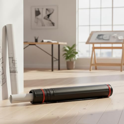 Adjustable Wooden Art Tube, Telescoping Poster and Blueprint Storage Case, Rigid Black Cylinder for Rolled Documents (1 PC) - size: 53.15 x 5.71 x 53.15 in