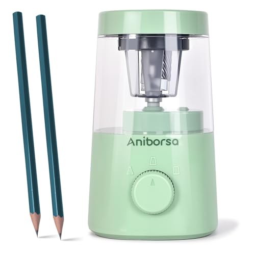 Electric Pencil Sharpener, Helical Blade Automatic Pencil Sharpener, Battery/USB Cord Operated Adjustable Sharpness for 6-8 mm Pencil, Classroom, School, Office, Home, Green - color: Green