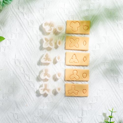 Biutee Flower Polymer Clay Cutters, 10 Shapes Floral & Leaf Micro Clay Cutters, Clay Earring Cutters Mini Floral Clay Cutters Polymer Clay Earring Making Kit for Jewelry Earrings Making DIY Tools
