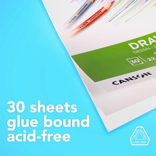 Canson Graduate Drawing Pad, Foldover, 9x12 inch, 30 Sheets | Artist Paper for Adults and Students - Drawing, Sketching and Art Journaling - color: White Paper, size: 9x12 inch