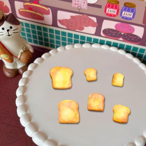 6Pcs Mini Cute Toast Slice Shape Polymer Clay Cutters for DIY Polymer Clay Micro Landscape Dollhouse House Kitchen Display Decor for Jewelry Making