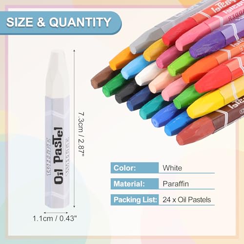 PATIKIL White Oil Pastels, 24Pcs Soft Oil Crayons Vibrant and Creamy Pastels Stick Art Supplies for Art Painting Drawing Blending Graffiti for Artists Beginners - color: White
