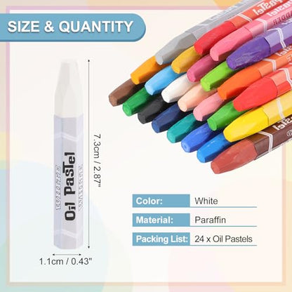 PATIKIL White Oil Pastels, 24Pcs Soft Oil Crayons Vibrant and Creamy Pastels Stick Art Supplies for Art Painting Drawing Blending Graffiti for Artists Beginners - color: White