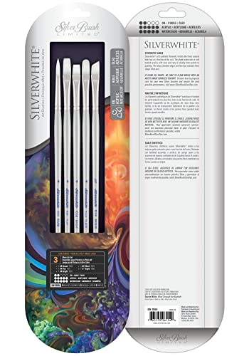Silver Brush SW-1550 Silverwhite Long Handle Brush Set, 5 Per Pack - style: 5 Pc, Plein Air Set