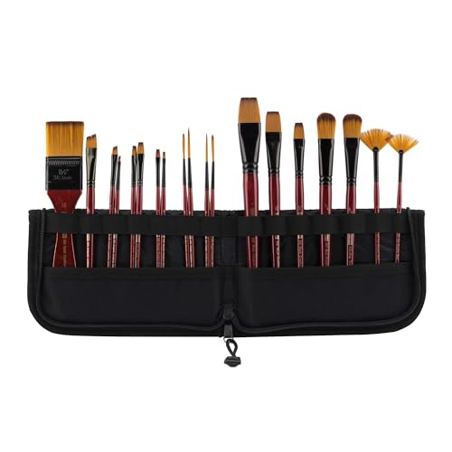 Creative Mark Folding Paint Brush Easel & Travel Case 9" Long - Compact Brush Holder Organizer for Short Handled Paintbrushes - Durable Paint Brush Bag for Storage - Holds up to 20 Brushes