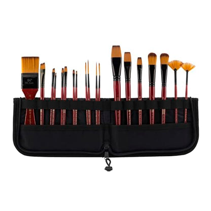 Creative Mark Folding Paint Brush Easel & Travel Case 9" Long - Compact Brush Holder Organizer for Short Handled Paintbrushes - Durable Paint Brush Bag for Storage - Holds up to 20 Brushes