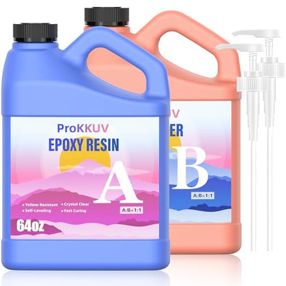 Epoxy Resin Kit, 1Gallon Kit Crystal Clear Resin Epoxy, Bubble Free, No Yellowing, UV Resistant, Food Safe with, Easy Mix 1:1 for DIY Crafts Jewelry Making - size: 1Gallon kit