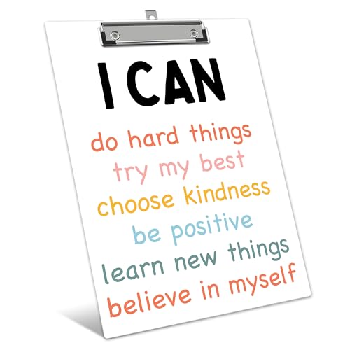 Inspirational Clipboard, Positive Affirmations ClipBoards with Low Profile Clip for Kids Students, Motivational ClipBoards Suitable for School Office, 12.6 x 9 Inch Size - C06 - style: I Can Do Hard Things