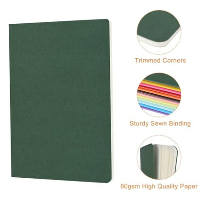 ZCZN 12 Pack Colorful Blank Notebooks Bulk, A5 Journals with 12 Colors, 60 Pages/30 Sheets, 8.3x5.5 Inch, Plain Paper, Travel Writing Journal Notebooks for Work & School