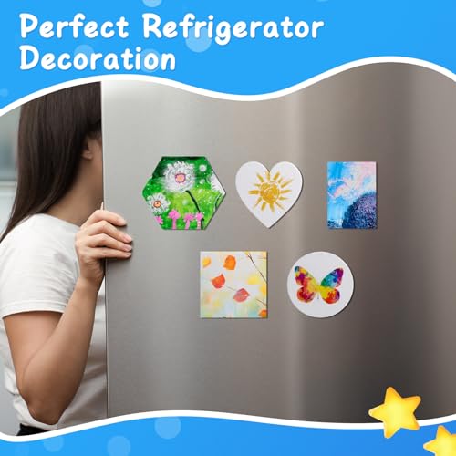 Engrowtic 60 Pcs Mini Magnetic Canvas Panel Boards Magnetic Painting Canvas Panel Various Size for Painting Fridge Locker Art Crafts DIY(Multi Shape) - style: Multi Shape