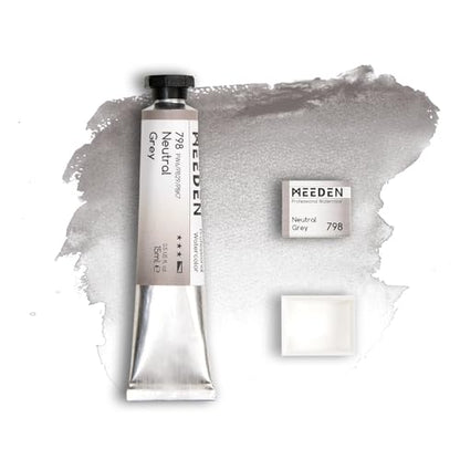 MEEDEN Professional Artist Watercolor Paint: Neutral Grey - 15ml/0.5oz Water Color Tube, Semi-Moist Pigment Half Pan and Empty Matching Half Pan for Artists Pros - color: Neutral Grey