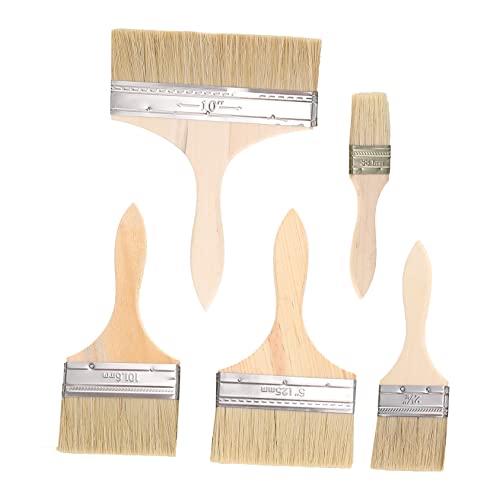 Homoyoyo 5pcs Handle Paint Brush Set for Oil and Watercolor Painting Thick Bristles for Furniture and Craft Projects Includes and Brushes