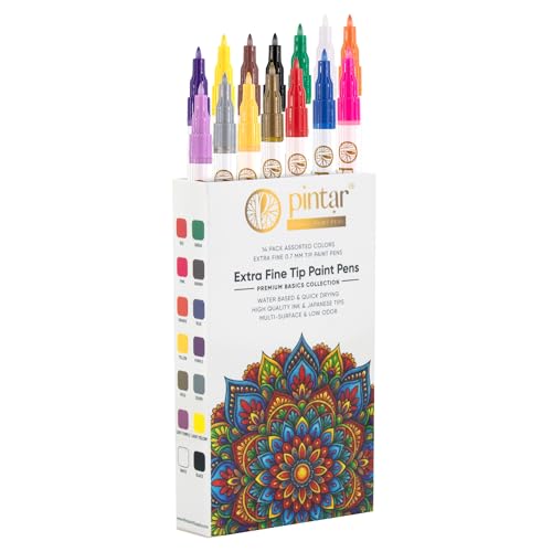PINTAR Acrylic Paint Pens, 14 Pack, Extra Fine 0.7mm Japanese Tip Paint Markers for Rock Painting, Wood, Glass, Ceramic, Leather, Shoes, Canvas, Multi Surface Quick Dry Japanese Opaque Ink Marker Set - size: .7mm