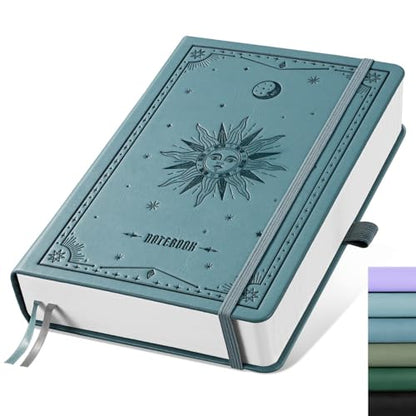 EMSHOI Dotted Journal Notebook, 320 Pages, A5 Small 5.75"x8.38", PU Leather Hardcover, 100 GSM Thick Paper, 5mm Dot Grid Notebook for Journaling, Planning, Drawing, Writing, Light Blue - color: LightBlue, size: A5 Dotted