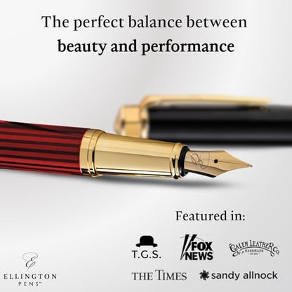 Ellington Pens Luxury Fountain Pen Set - Smooth Fine Nib - Includes 3 Ink Cartridges, Refillable Ink Converter, Gift Box-Fountain Pens For Writing, Calligraphy, Journaling, Sketching (Crimson Blend) - color: Crimson Blend, style: Fine