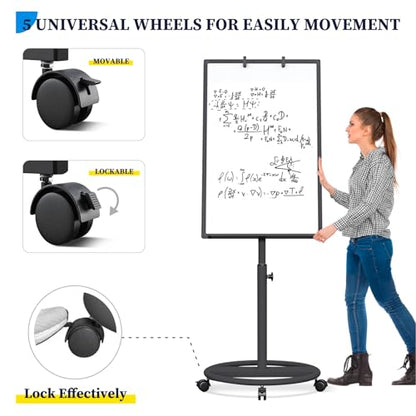 Mobile Whiteboard – 36 x 24 inches Portable Magnetic Dry Erase Board, 3' x 2' Stand Easel White Board Dry Erase Easel Standing Board w/Flipchart Hooks (Black) - color: Black, size: 24"W x 36"H