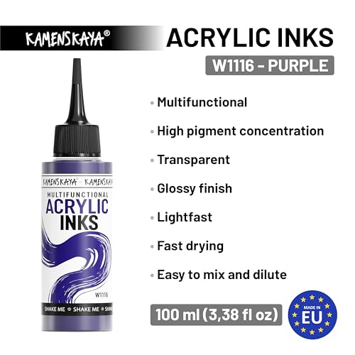KAMENSKAYA Acrylic Inks for Artists - Purple Acrylic Ink, 3.38 Fl Oz (100 ml) - color: Purple