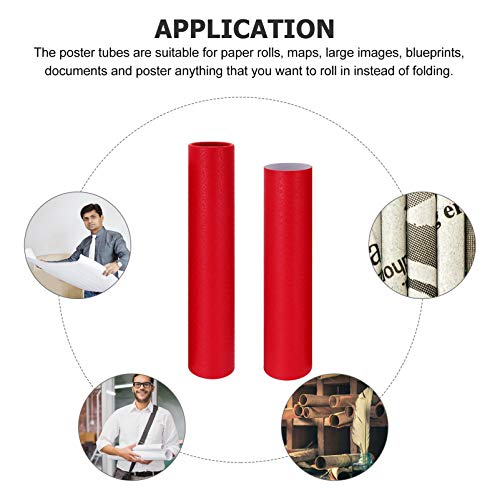 Poster Carrying Case Paper Drawing Mailing Tubes Shipping Calligraphy Painting Document Tubes Pull out Artwork Poster Blueprints Tube Holder Red Construction Paper Roll - color: Red 2, size: 35X6cm