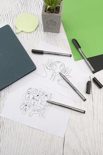 Eberhard Faber 558104 Pigment Fineliner Black 4 Markers with Waterproof Ink