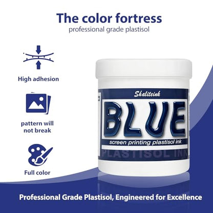 Shaliteink® Screen Printing Plastisol Ink Blue - Highly Opaque Screen Printing Ink for Cotton, Polyester and Other Fabrics (32oz.) - color: Blue, size: 32 fl oz
