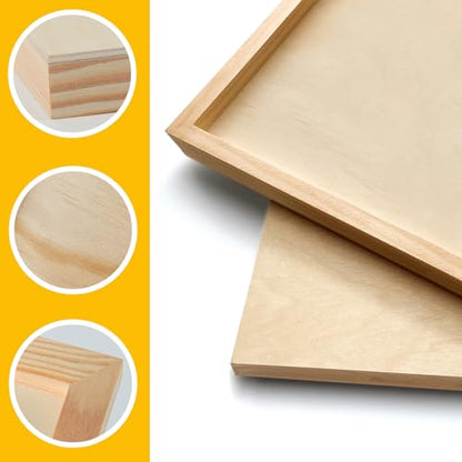Falling in Art 2 Pack Unfinished Wooden Canvas Panels, 16x16 Gallery Birch Wood Panels Kit, 1 1/2" Deep Art Cradle Boards for Acrylic Painting, Pouring and Burning - size: 16*16 2 Pack