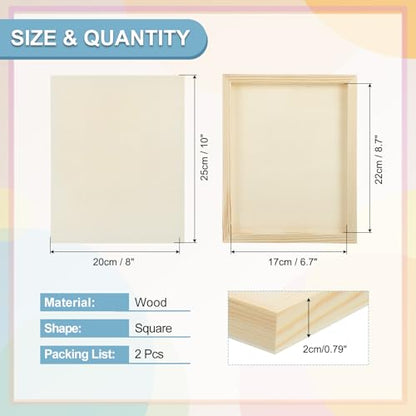 MECCANIXITY 2 Pack Wood Canvas Boards, 8x10 Inch Art Canvases Square Unfinished Wood Panel for Painting, Crafts, DIY Projects, Pouring Art - size: 8x10 Inch