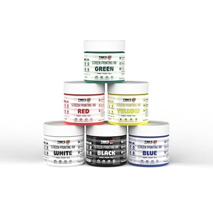Tinks® Screen Printing Ink Set (6 Color - 4 oz.) —Screen Printing Fabric Ink for Cotton and Polyester, for Silk Screens and Linocut, Opaque Fabric Paint—Paintmaking Supplies for Shirts and Tote Bags