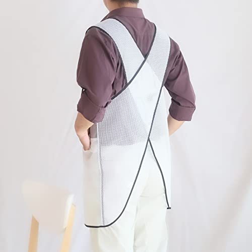 Waterproof Cross Back Apron, Shortened Design Waterproof Apron, Japanese Style Aprons with Pockets, X Cross Halter Apron, Cooking Aprons for Dishwashing, Cleaning Work with Water - White Translucent - color: Black Translucent, style: 1# Style-rounded Edge