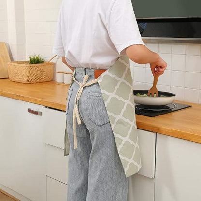 Tosewever 2 Pack Cotton Adjustable Bib Apron for Women, Cooking Kitchen Aprons with Pockets BBQ Drawing, Mom Woman Men Chef (Cotton - Grey/Green, 2) - color: Cotton - Grey/Green
