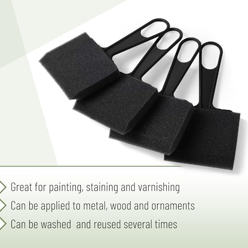 Bates 3-Inch Foam Paint Brushes, 12 Pack - Black Handle Sponge Brushes for Painting, Staining, and Mod Podge - color: Black Handle