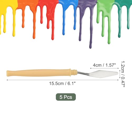 YOKIVE 5 Pcs Stainless Steel Palette Knife, NO.3 Professional Art Spatula Oil Painting Accessories Color Mixing Scraper with Plastic Handle, Great for Canvas Acrylic(Yellow, 6.1 -Inch) - style: NO.3