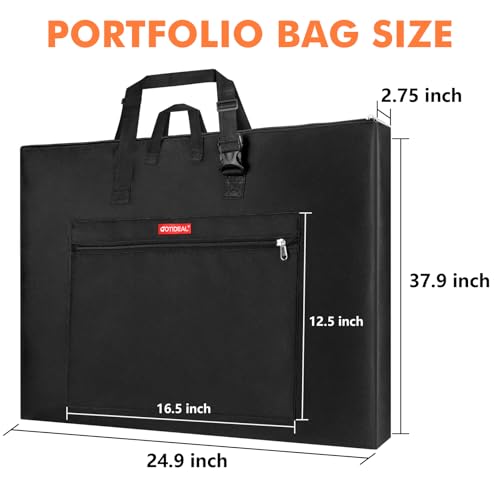 GOTIDEAL Large Art Portfolio Bag,Side Widening, 24x36 Inches Waterproof Art Portfolio Case with Shoulder&Handle Carry, Storage Carrying Bag for Artwork Sketch Drawing Canvas Photography Poster - size: 24"x36"