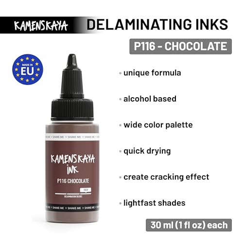 KAMENSKAYA Delaminating Alcohol Inks - Self-Splitting Alcohol Ink P-116 'Chocolate' - 1 fl oz (30 ml) - color: P-116 'Chocolate'