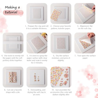 12 Sheets Flowers and Grass Transfer Paper for Polymer Clay, 5.82X3.93 inch Transfer Sheets Polymer Clay, Print Polymer Clay Transfer Paper for DIY Art Jewelry Earrings Making - color: Flowers and Grass