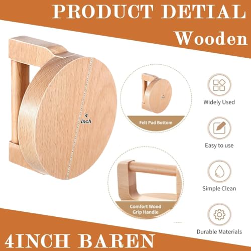 1Pc Wood Block Printing Baren and 1Pc ABS Printing Baren Tool for Crafting, Printing, Inking and Stamping, Ideal for Block Printing Linocut Crafting Scrapbooking