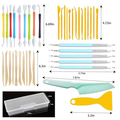 Y9A5N0K3O Clay Tools Kit,41pcs,Plastic Polymer Clay Sculpting Tools Kit for Kids Adults,Pottery Craft,Embossing,Shaping,Sculpting,Modeling