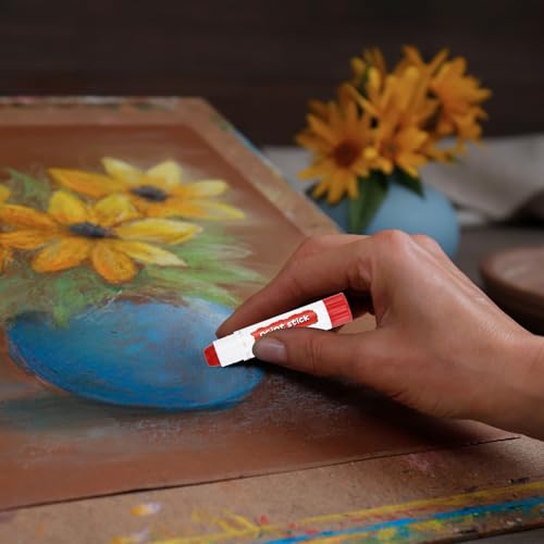 PATIKIL Tempera Paint Sticks, 12 Pcs Solid Tempera Paints Sticks Washable Bulk Markers Pen Quick Drying for Artists Beginners Art Supplies, Red - color: Red