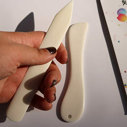 Genuine Bone Folder Set, Scoring, Creasing, Folding, Burnishing Tool | For Bookbinding Paper and Leather Crafts, Scrapbooking Origami Card Making Crafting,100% Cattle Bone