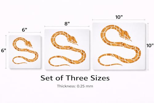 Snake Stencil – Reusable Reptile Art Stencil for Painting, Crafting and DIY Projects (Set of 3 Pcs) - style: Snake