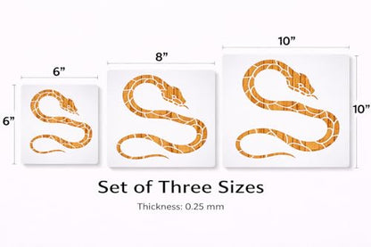 Snake Stencil – Reusable Reptile Art Stencil for Painting, Crafting and DIY Projects (Set of 3 Pcs) - style: Snake