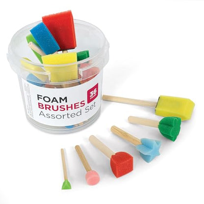Foam Brushes Assorted Set, Multiple Shapes and Sizes, Kids Crafts, Ages 6+