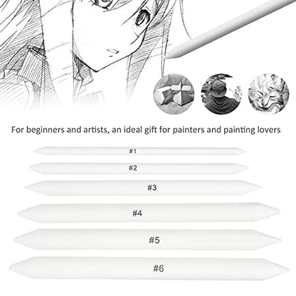 SUNGOOYUE Shading Tools for Drawing, Paper Blending Stumps and Tortillions Set, 6pcs Art Blender for Sketch Doodle Shading, Drawing Pencils Tool for Artists Students