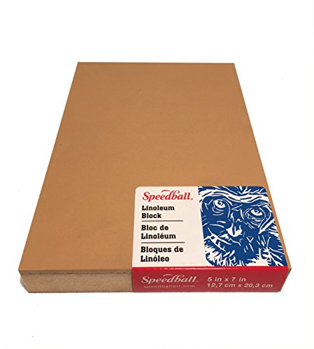 Speedball 4309 Premium Mounted Linoleum Block – Fine, Flat Surface for Easy Carving, Smoky Tan 5 x 7 Inches - size: 5 x 7 Inches