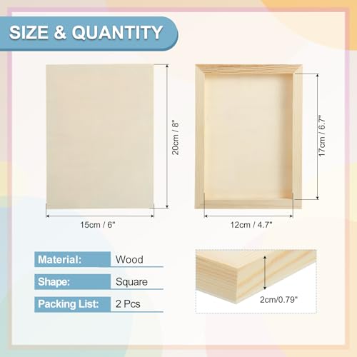 MECCANIXITY 2 Pack Wood Canvas Boards, 6x8 Inch Art Canvases Square Unfinished Wood Panel for Painting, Crafts, DIY Projects, Pouring Art - size: 6x8 Inch