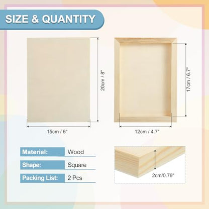 MECCANIXITY 2 Pack Wood Canvas Boards, 6x8 Inch Art Canvases Square Unfinished Wood Panel for Painting, Crafts, DIY Projects, Pouring Art - size: 6x8 Inch
