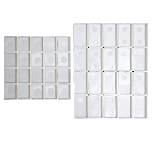 FCLUB Empty Watercolor Pans, 20 Full (3ml) & 20 Half Pans (2ml) | Refillable Plastic Pans, White Paints Pans, Fits Metal Watercolor Tins, DIY Palettes, For Homemade Watercolors Soild Paints - style: 20Pcs Full Pans and 20Pcs Half Pans