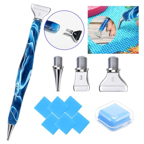 Diamond Art Tools Diamond Painting Accessories Kits with Screw Metal Tip Diamond Painting Pen Drill Bead Dot Pens for Art Craft Nail No Longer Loose (Blue Pen Silver 3) - color: Blue pen Silver 3